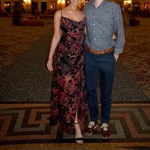 Showpo Aletta Maxi Dress - Cowl Cross Back Dress in Burnout Floral - retail $130